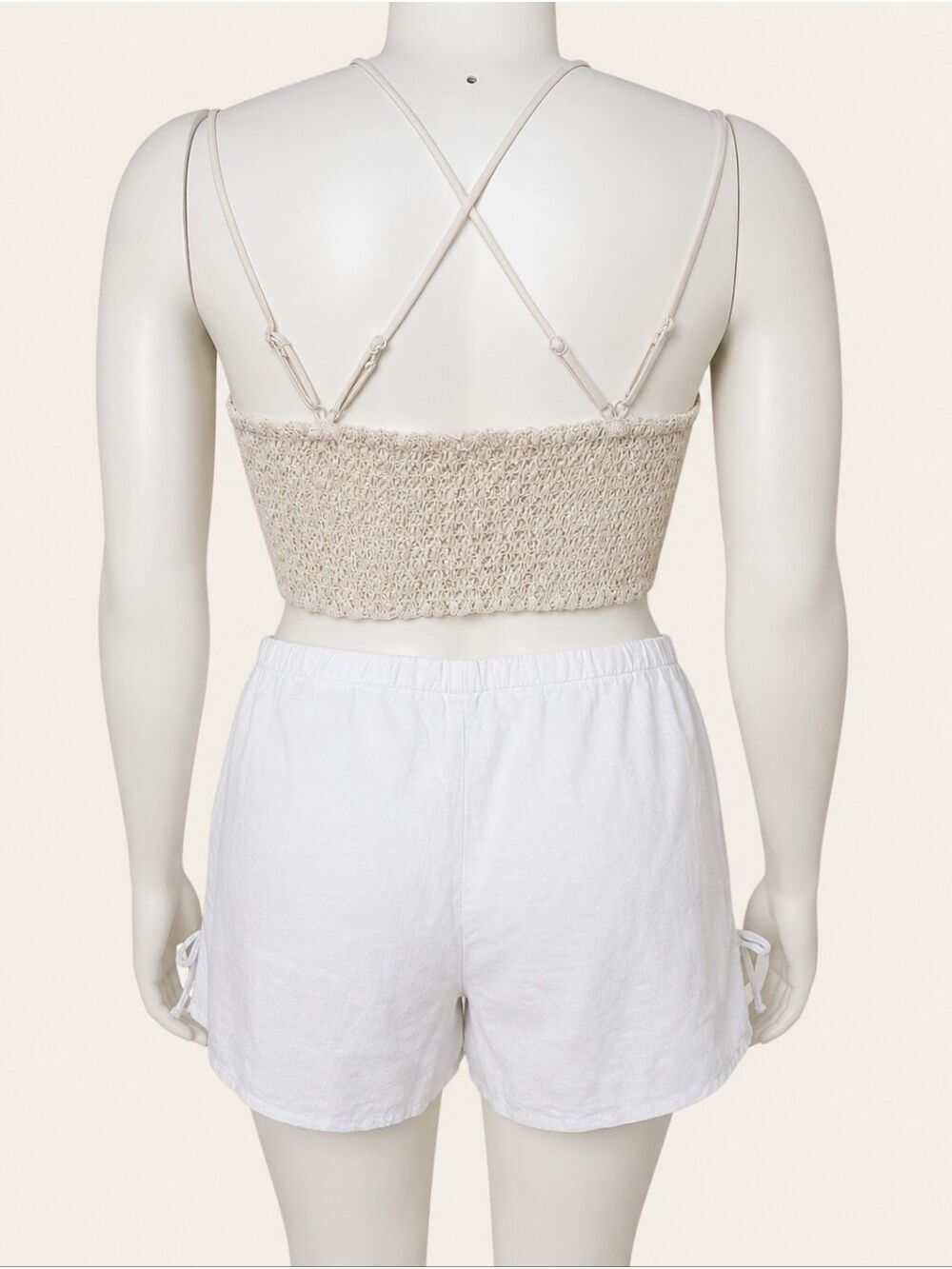 Hollister Linen Blend Side Bow Shorts NWT XXL White Coastal Resort Pockets - Picture 3 of 9